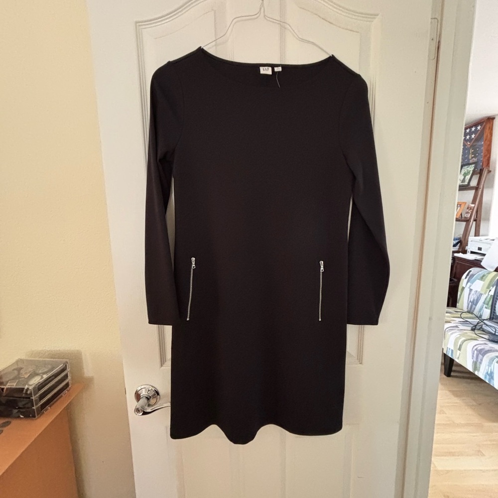 GAP Black Long Sleeve Sheath Dress